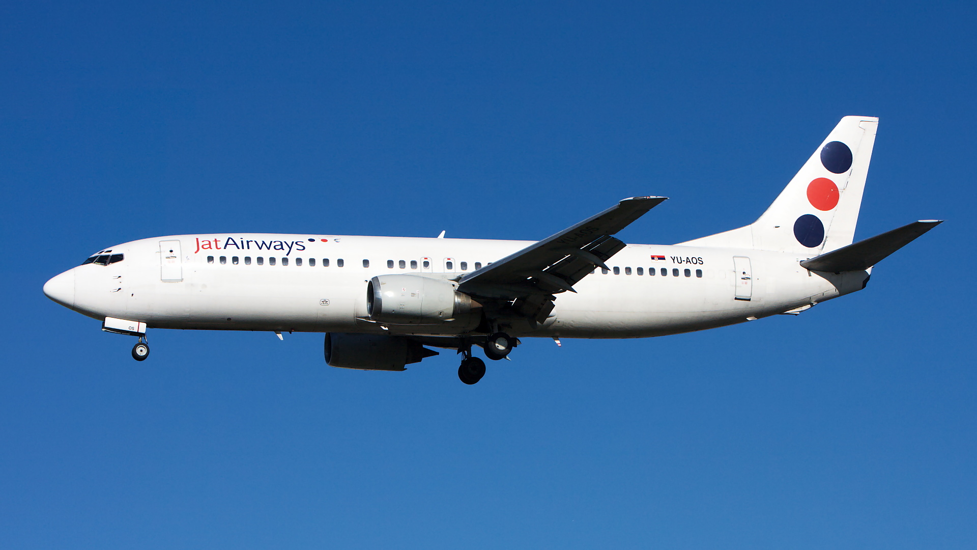 YU-AOS ✈ Jat Airways Boeing 737-4B7 @ London-Heathrow